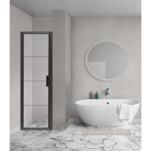 Aqua Vista Triple Draaideur - 70x200 cm - 8mm - helder glas - onderdeel hoekcabine - mat zwart R-BE-C70D-FFF