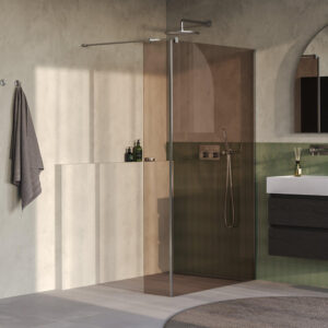 BRAUER Oblivion Inloopdouche - 120x200cm - 30 cm zijwand - glascoating - brons glas - Geborsteld RVS PVD GS-OBI2B12030200NG