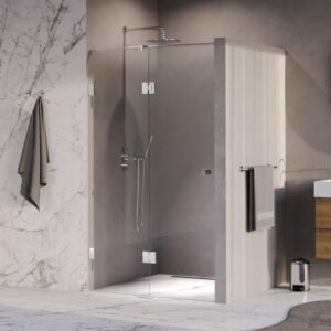 BRAUER Void Carving Nisdeur - 2-delig - 120x200cm - 60cm draaideur aan glas - glascoating - omkeerbaar - helder glas - Chroom GS-VOCN3H6060200CE