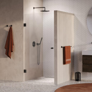 BRAUER Void Carving Nisdeur - 90x200cm - draaideur - glascoating - omkeerbaar - helder glas - geborsteld gunmetal PVD GS-VOCN1H90200GM