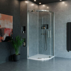 Crosswater Optix Douchecabine - 120x80cm - kwartrond - deur rechts - RVS geborsteld OXQSVC12X8_R