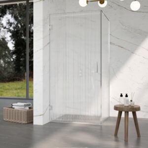 Fortifura Galeria Douchecabine - 100x120x200cm - scharnieren - deurgreep - stabilisatiestang - helder geribbeld - veiligheidsglas - Chroom SW1208822/SW1122560/SW797904/SW797953