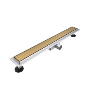 Fortifura Galeria douchegoot - 180cm - gesloten rooster - vloerflens - Geborsteld Messing PVD (Goud) SW719879/SW1075356