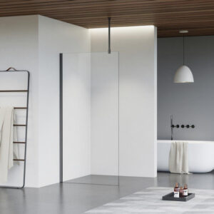 Fortifura Galeria inloopdouche - 120x200cm - helder glas - plafondarm - Geborsteld Gunmetal PVD SW797917/SW797907/SW804545