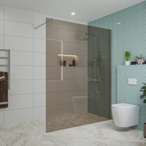 Fortifura Galeria inloopdouche - 160x200cm - rookglas - wandarm - Geborsteld RVS PVD (RVS) SW797942/SW797908