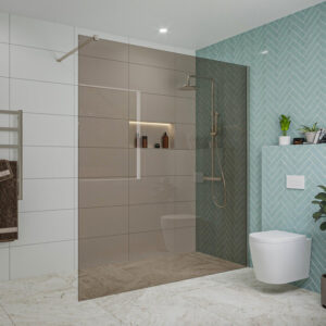 Fortifura Galeria inloopdouche - 180x200cm - rookglas - wandarm - Geborsteld RVS PVD (RVS) SW797943/SW797908