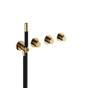 Hotbath Cobber afbouwdeel inbouw badendouche thermostaat met 2 stopkranen zonder uitloop gepolijst messing CB7071EXTNB