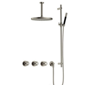Hotbath Cobber IBSW70 Regendoucheset inbouw - 15cm plafondarm - 30cm ronde hoofddouche - staafhanddouche - glijstang - Geborsteld nikkel IBSW70GN257
