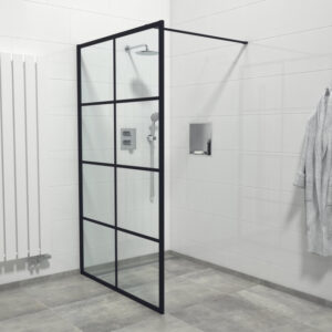 Marenza Bellini Inloopdouche - 140x200cm - helder glas - windows frame buitenzijde - anti kalk - mat zwart Windows-140