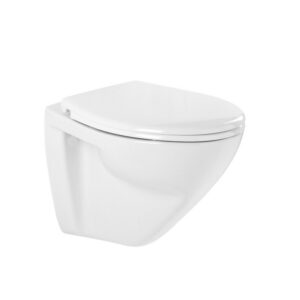 QeramiQ Cetus Confort Wandtoilet - 52x36x43.5cm - spoelrandloos - verhoogd 6cm - softclose en quickrelease zitting - glans wit 110054004