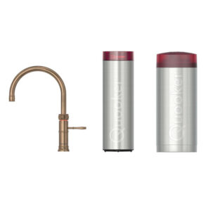 Quooker Classic Fusion Round kokendwaterkraan - draaibare uitloop - Combi incl. Cube reservoir - Warm / kokend / bruisend / gefilterd water - Messing patina 22CFRPTN-CUBE