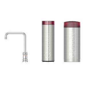 Quooker Classic Nordic Square kokendwaterkraan - draaibare uitloop - Combi incl. Cube reservoir - Warm / kokend / bruisend / gefilterd water - Chroom 22CNSCHR-CUBE