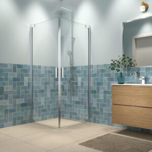 Sealskin Inc. Tweedelige hoekinstap 90x90x200cm 8mm helder veiligheidsglas met antikalklaag Zilver hoogglans CXI160906265100