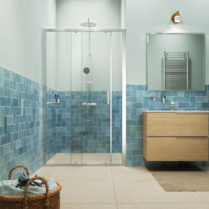 Sealskin Inc. Tweedelige schuifdeur in nis 140x200cm 8mm helder veiligheidsglas met antikalklaag Zilver hoogglans CXI101406265100