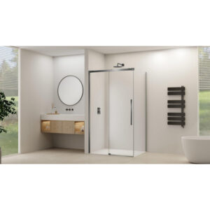 Van Rijn Products ST09 Schuifdeur tbv hoekcabine - 140x200cm - helder glas - soft-close - Gunmetal Geborsteld ST09350140HEGM