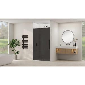 Van Rijn Products ST09 Schuifdeur vast deel - 117.5x200cm - grijs rookglas - soft-close - incl. Zwart ST09300120GRZW