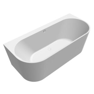 Villeroy & Boch Oberon 2.0 halfvrijstaand bad - 180x80cm - Quaryl - incl. afvoer-/overloopcombinatie in chroom en wit - mat wit ubq180obr9cd00v-rw