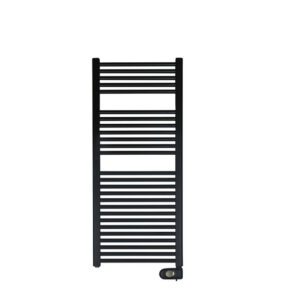 Zehnder Aura E elektrische handdoekradiator 78.6x40cm 300watt 230 volt | 50 Hz Staal Zwart Mat pbebz-080-40-mq